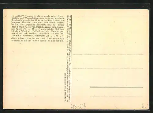 AK Hamburg, Hummel-Hummel mit Humor!