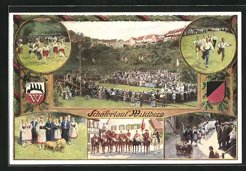 AK Wildberg, Schäferlauf, Einwohner während Volksfest