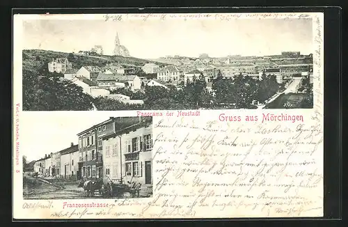 AK Mörchingen, Franzosenstrasse, Panorama der Neustadt