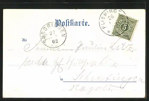 Künstler-AK Plieningen, Gasthaus zur Krone, Akademie Hohenheim