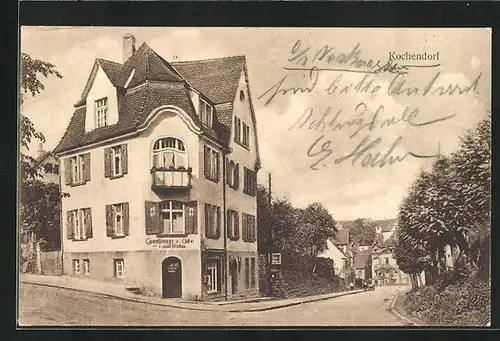 AK Kochendorf, Conditorei u. Cafe Emil Hahn, Strassenpartie