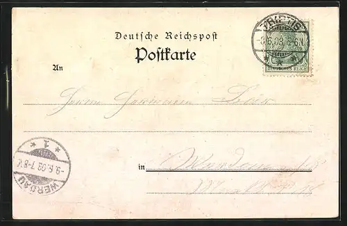 Lithographie Triptis, Hoker-Schlösschen, Porzellanfabrik, Rathaus