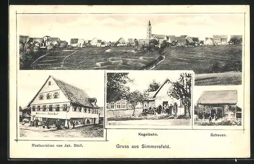 AK Simmersfeld, Restaurant v. Jak. Stoll, Kegelbahn, Scheuer