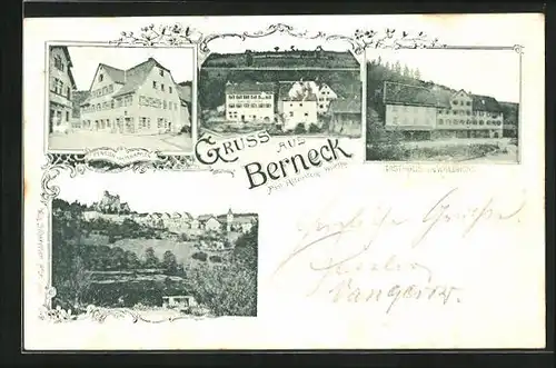 AK Berneck / Altensteig, Gasthaus zum Waldhorn, Pension von M. Kappler, Ortsansicht