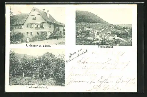 AK Unterreichenbach, Gasthaus zum Lamm, Gartenwirtschaft, Totalansicht