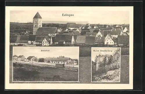 AK Eutingen, Teilansicht, Bahnhof, Ruine Stanfenberg