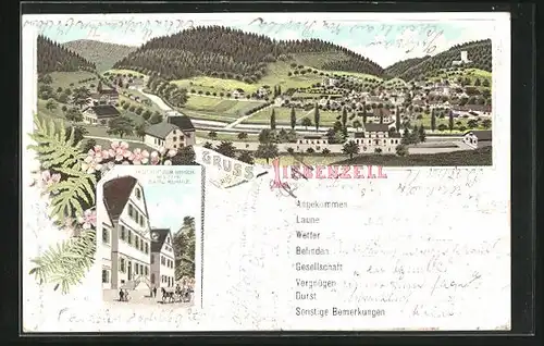 Lithographie Liebenzell, Gasthof zum Hirsch von Carl Kühnle