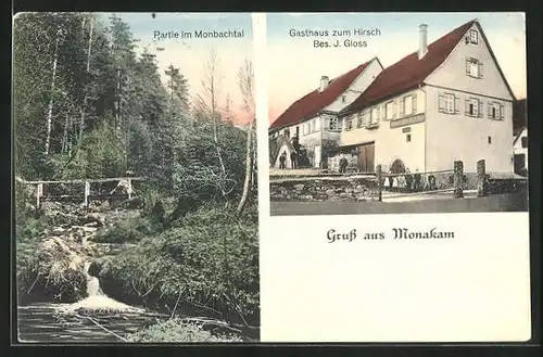 AK Monakam, Gasthaus zum Hirsch von J. Gloss