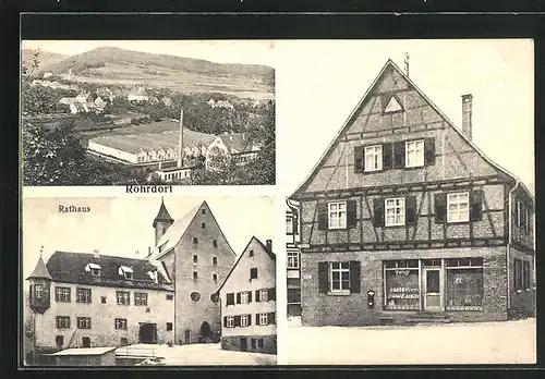 AK Rohrdorf, Geschäftshaus, Rathaus, Fabrik