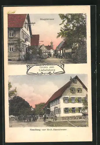 AK Liebelsberg, Handlung von Hrch. Handelmann, Hauptstrasse
