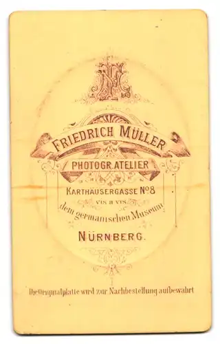 Fotografie Friedr. Müller, Nürnberg, Karthäusergasse 8, Betagter Herr im Anzug