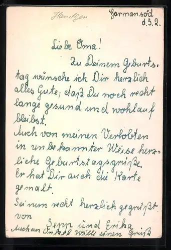 Handzeichnung Kinder in Trachten zum Geburtstag