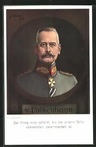 AK Portrait von Falkenhayn mit starrem Blick