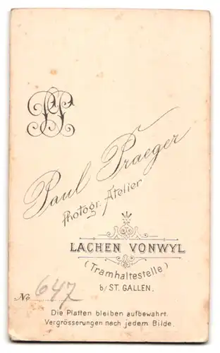 Fotografie Paul Praeger, Lachen-Vonwil b. St. Gallen, Kleines Mädchen im karierten Kleid