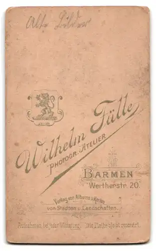 Fotografie Wilhelm Fülle, Barmen, Wertherstr. 20, Eleganter Herr mit Schnauzbart