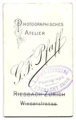 Fotografie G. F. Pfaff, Zürich-Riesbach, Wiesenstrasse, Kleinkind in gemustertem Kleid