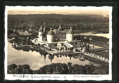 Foto-AK Walter Hahn, Dresden, Nr. 10080: Moritzburg, Fliegeraufnahme vom Jagdschloss
