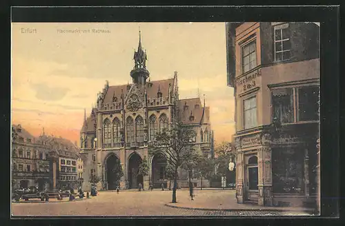 AK Erfurt, Fischmarkt mit Rathaus