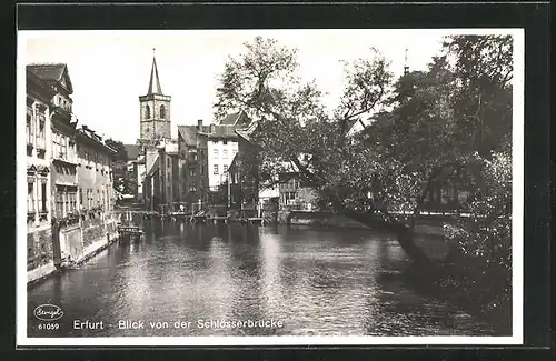 AK Erfurt, Flusspartie von der Schlösserbrücke aus gesehen