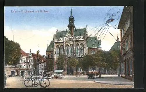 AK Erfurt, Fischmarkt mit Rathaus