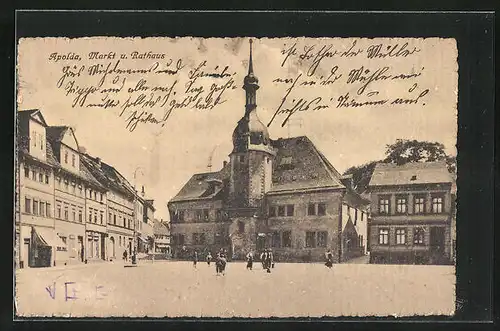 AK Apolda, Markt und Rathaus