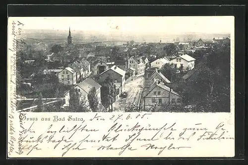 AK Bad Sulza, Strassenpartie mit Häuserzeile und Kirche