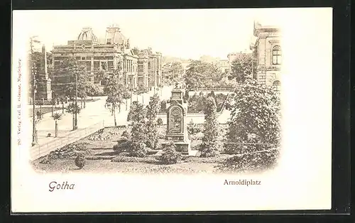 AK Gotha, Arnoldiplatz mit Denkmal