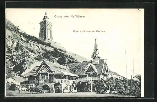 AK Bad Frankenhausen, Kyffhäuser-Denkmal mit Hotel