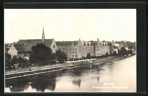 AK Grimma, Blick auf Fürstenschule und Klosterkirche