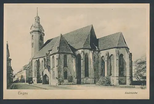 AK Torgau, Blick auf Stadtkirche