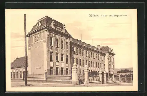 AK Görkau, Strasse an der Volks- und Bürgerschule