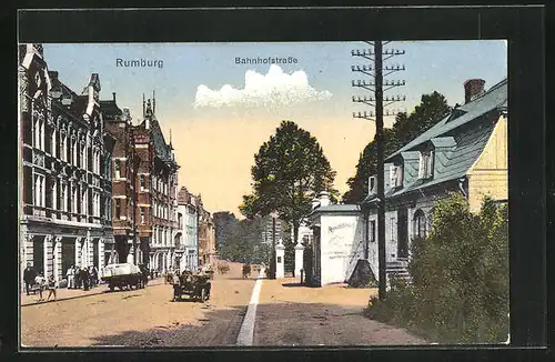 AK Rumburg / Rumburk, Verkehr auf der Bahnhofstrasse