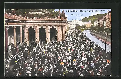 AK Karlsbad, Flusspartie am Mühlbrunnen