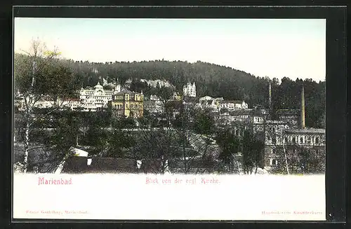 AK Marienbad, Ortsansicht von der englischen Kirche aus