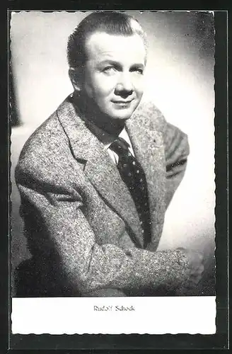 AK Opernsänger Rudolf Schock in Anzug und Krawatte