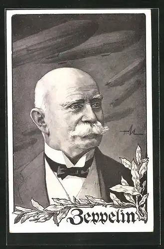 Künstler-AK Portrait Ferdinand Graf von Zeppelin