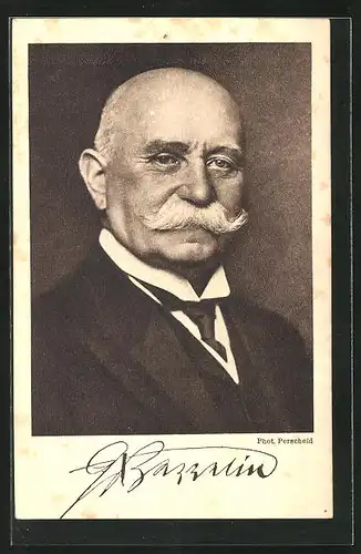 AK Portrait Ferdinand Graf von Zeppelin, Autograph