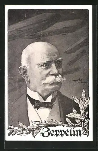 Künstler-AK Portrait Ferdinand Graf von Zeppelin