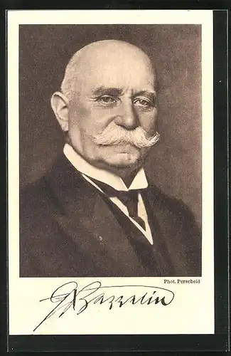 AK Portrait Ferdinand Graf von Zeppelin, Autograph