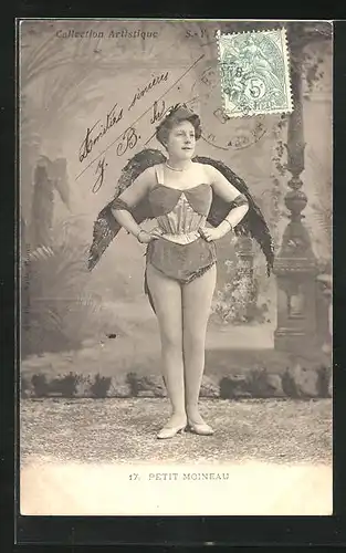 AK Petit moineau, Frau im Faschingskostüm