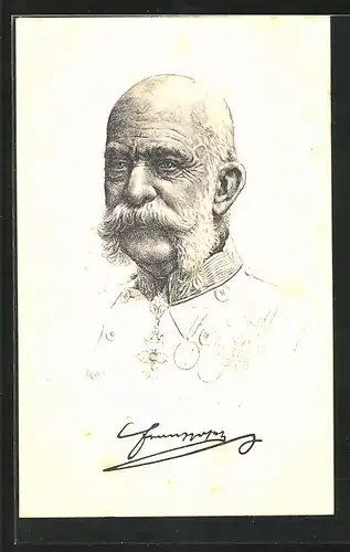 Künstler-AK Kaiser Franz Josef I. von Österreich mit Orden