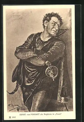 Künstler-AK Schauspieler Ernst v. Possart als Mephisto in Faust