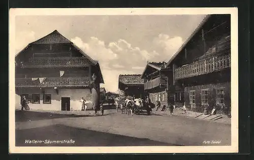 AK Wallern /Volary im Böhmerwald, Hauspartie in der Säumerstrasse
