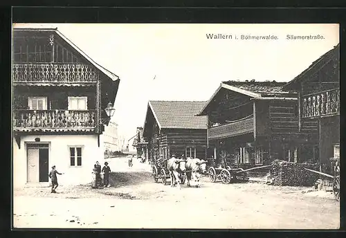 AK Wallern im Böhmerwald, Kuhkarren in der Säumerstrasse