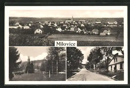 AK Milowitz / Milovice, Strassenpartie, Celkovy pohled