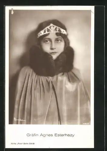 AK Schauspielerin Gräfin Agnes Esterhazy mit Diadem