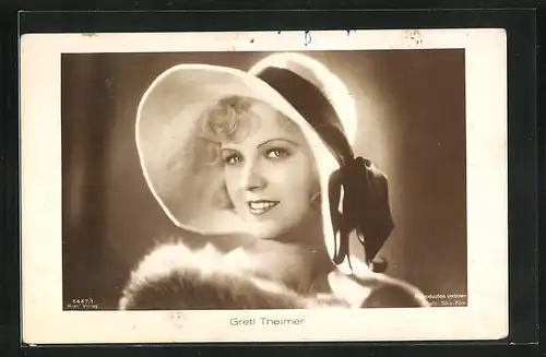 AK Schauspielerin Gretl Theimer mit einem Hut