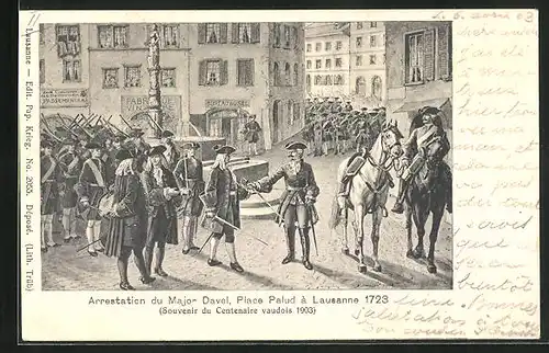 AK Lausanne, Arrestation du Major Davel, Place Palud 1723