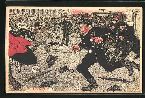 AK La Charge, Polizisten beseitigen Trubel auf dem Platz