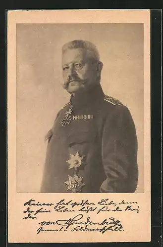 AK Portrait von Paul von Hindenburg in Uniform